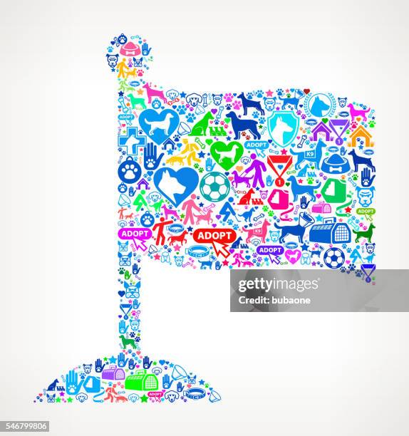 flag dog and canine pet colorful icon pattern - dog looking down stock illustrations