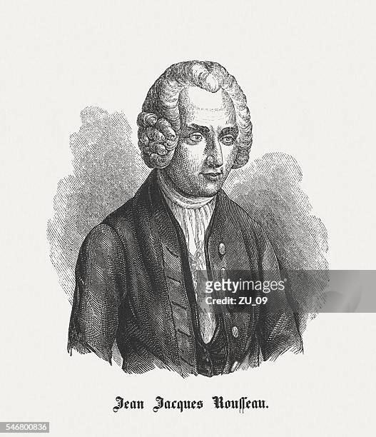 stockillustraties, clipart, cartoons en iconen met jean-jacques rousseau (1712-1778), genevan philosopher, wood engraving, published in 1848 - jean jacques rousseau