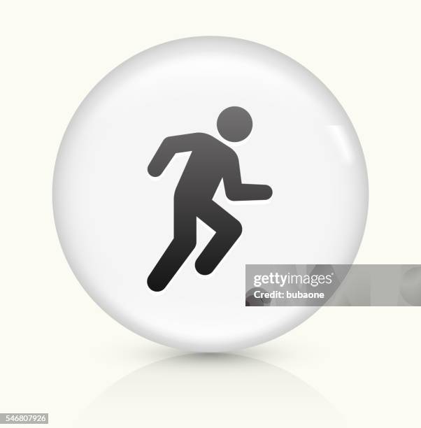 runner athlete icon on white round vector button - trail runner stock illustrations