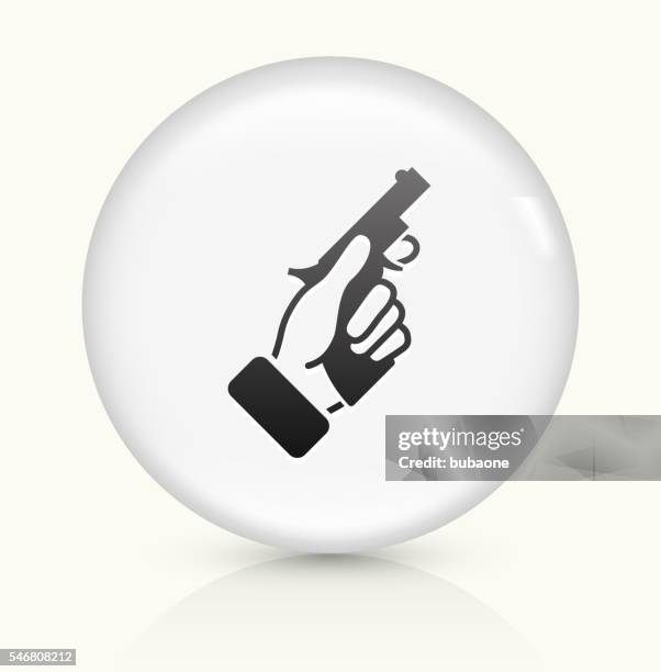 starter pistol icon on white round vector button - get set stock illustrations