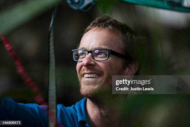 closeup face rock climber man - wonderlust2015 stock pictures, royalty-free photos & images
