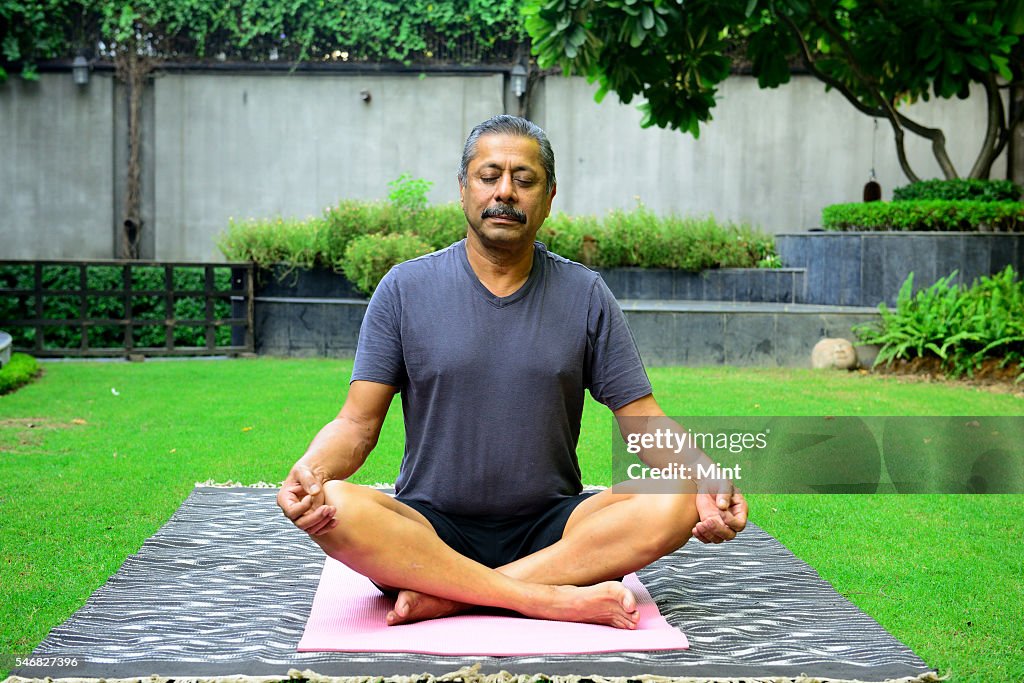 Trehan Dr Naresh Trehan doing morning exercise at home on November 25, 2014 ...