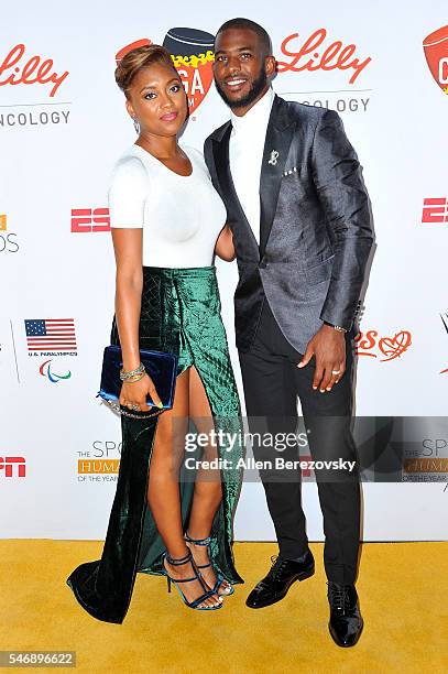 Player Chris Paul and wife Jada Crawley Paul attend the 2nd annual Sports Humanitarian of The Year Awards at Conga Room on July 12, 2016 in Los...