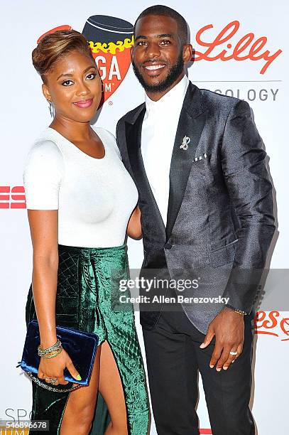 Player Chris Paul and wife Jada Crawley Paul attend the 2nd annual Sports Humanitarian of The Year Awards at Conga Room on July 12, 2016 in Los...