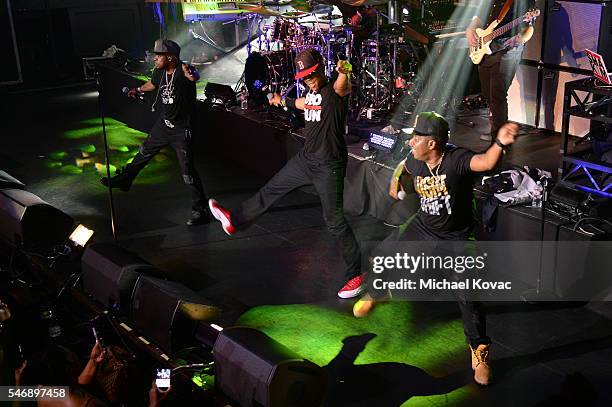 Recording artists Ricky Bell, Ronnie DeVoe, and Michael Bivins of Bell Biv DeVoe perform onstage at the BODY at ESPYS Event on July 12th at Avalon...