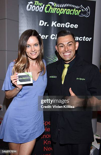 Gina Holden and Dr. KenGee attend Cooper & GBK's 2016 Pre-ESPY Celebrity Lounge & Poker Tournament at The Line Hotel on July 12, 2016 in Los Angeles,...