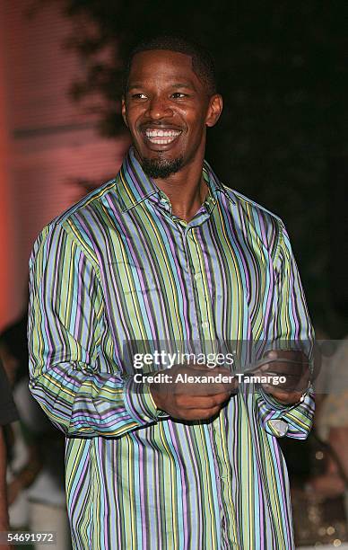 Actor Jamie Foxx hosts the 'Hurricane Katrina Relief Benefit' at the Delano Hotel on September 4, 2005 in Miami Beach, Florida.