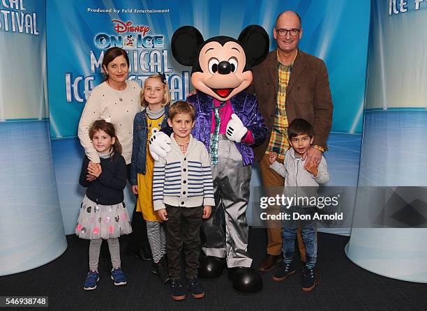 Libby Koch and David Koch pose with their grand-children ahead of the Disney On Ice premiere at Qudos Bank Arena on July 13, 2016 in Sydney,...