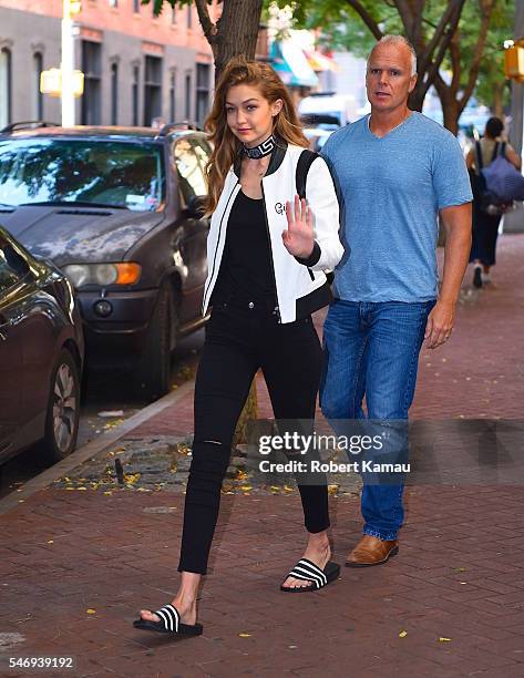 Gigi Hadid seen out in Manhattan on July 12, 2016 in New York City.