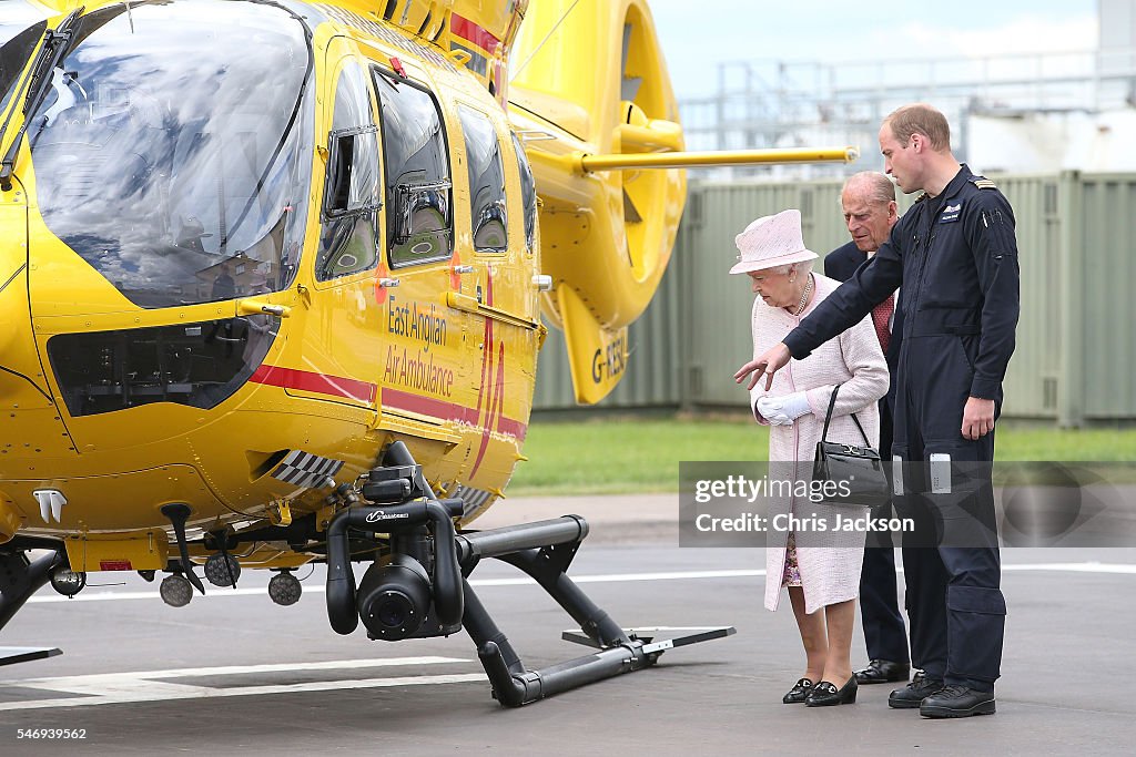 The Queen And Duke Of Edinburgh Open New East Anglian Air Ambulance Base At Cambridge Airport