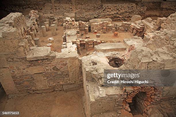 greece, athens, archaeological site - bath house stockfoto's en -beelden