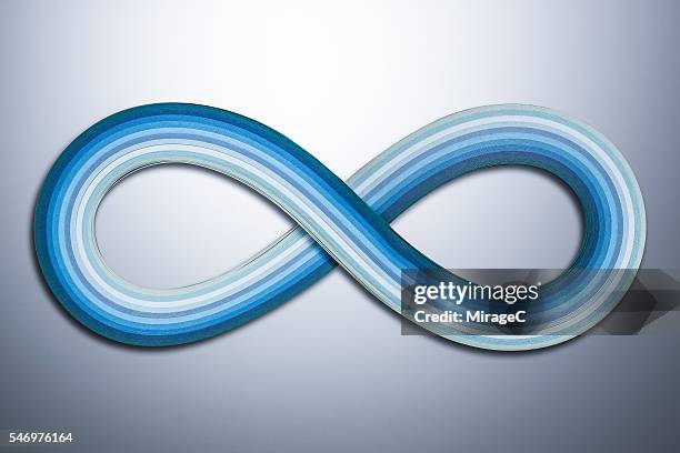 blue infinity symbol paper tape stripes - unendlich stock-fotos und bilder