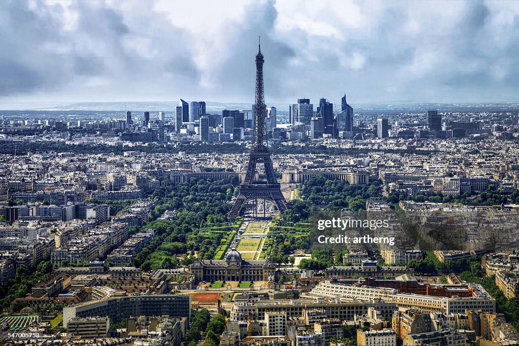 France, Paris, View of Eiffel Tower and city