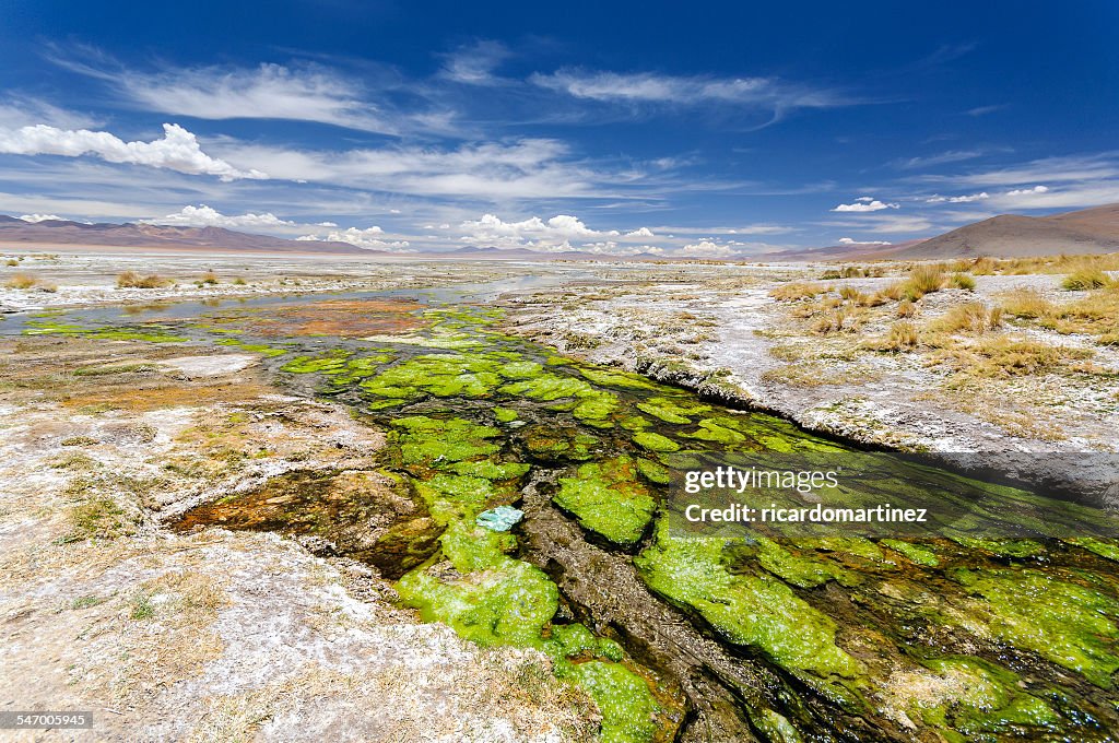 Bolivia, Altiplano, Landscape with barren valley at sunny day