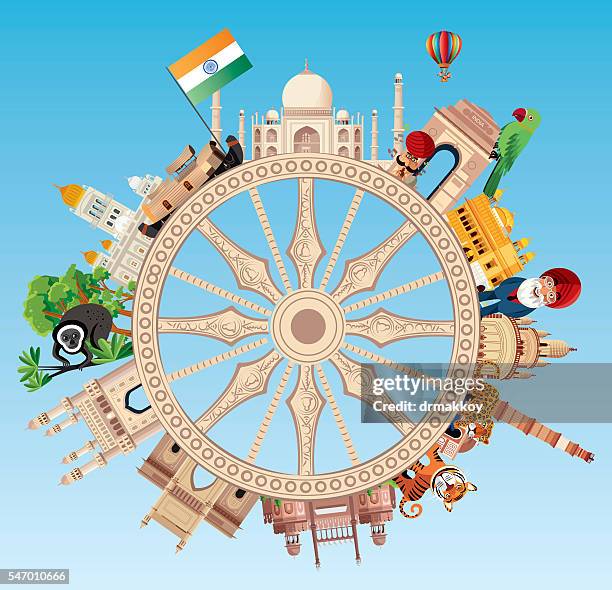 india travel - unesco world heritage site stock illustrations