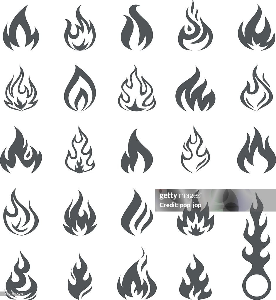 Vector Fire and Flame icon set - Illustration