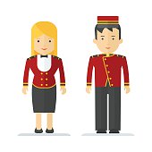 profession hotel service man and woman