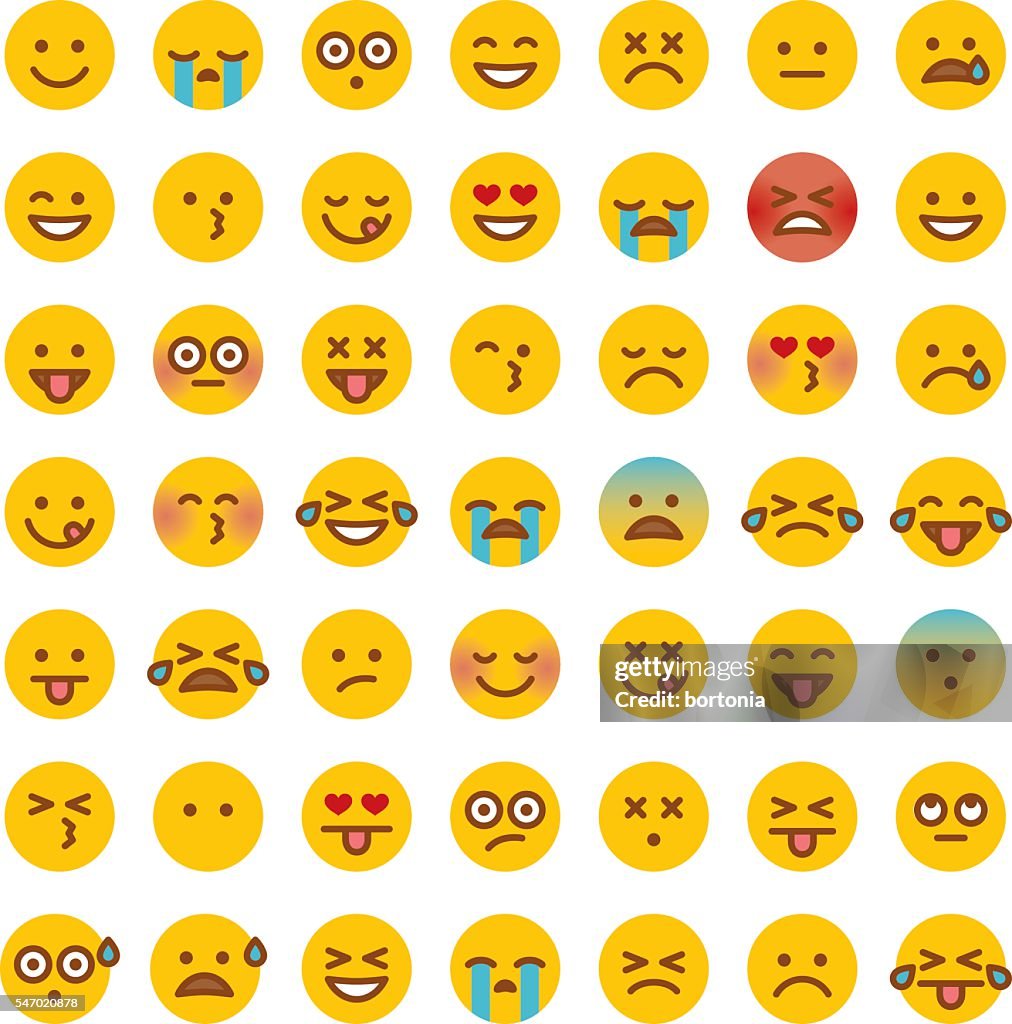 Cute Set of Simple Emojis