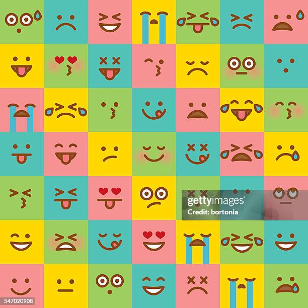 niedlich ein satz von einfachen emojis - menschenähnliches gesicht stock-grafiken, -clipart, -cartoons und -symbole