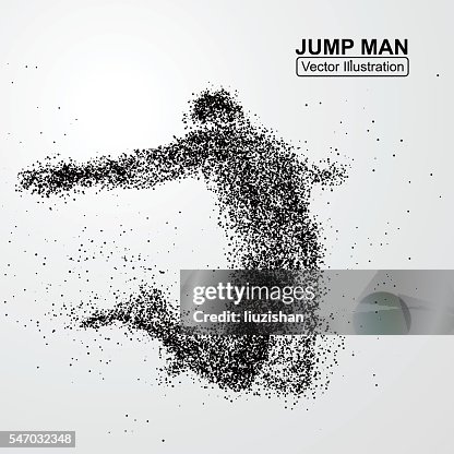 Jumping Partical Jumping Man Particle Divergent Composition Vector Illustration High-Res ...