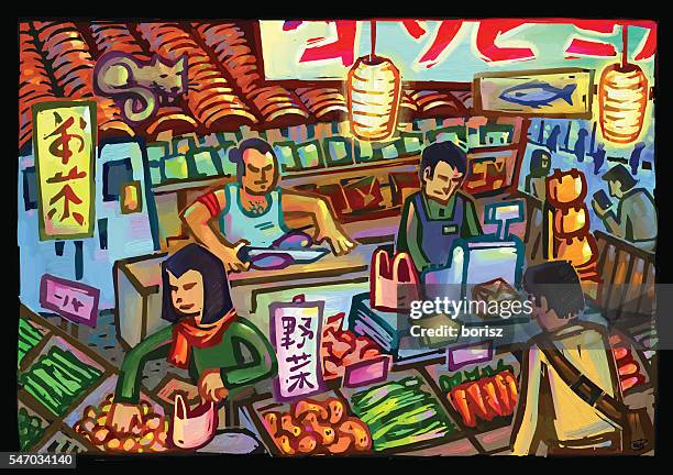 japanese store - tokyo shopping stock illustrations