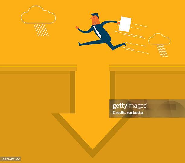 stockillustraties, clipart, cartoons en iconen met businessman jumping - pitfall