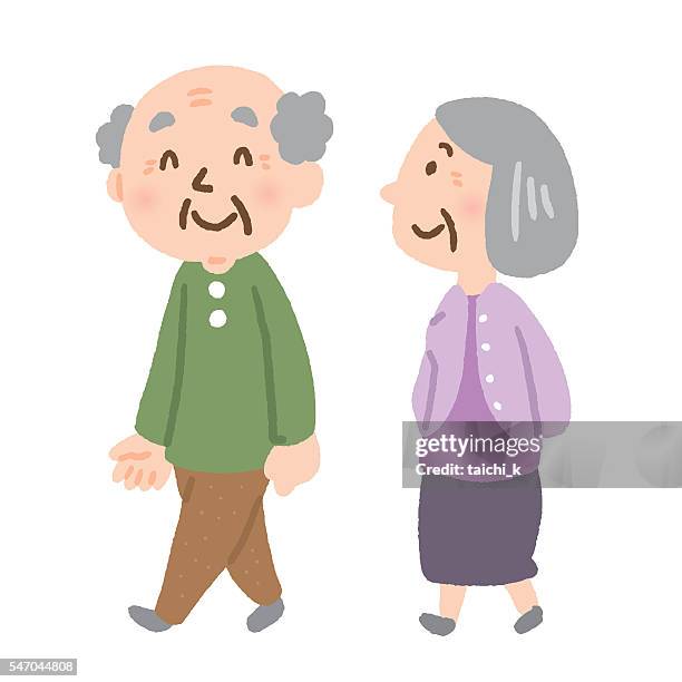 elderly couple - cartoon grandma and grandpa stock illustrations