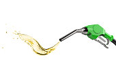 green gas pump nozzle with oil drop
