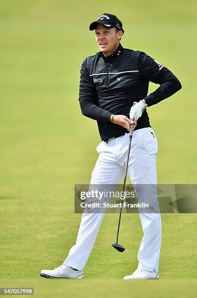 Danny Willett of England looks on during a practice round ahead of the 145th Open Championship at Royal Troon on July 13, 2016 in Troon, Scotland.