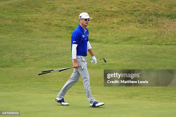 Zach Johnson of the United States walks during a practice round ahead of the 145th Open Championship at Royal Troon on July 13, 2016 in Troon,...