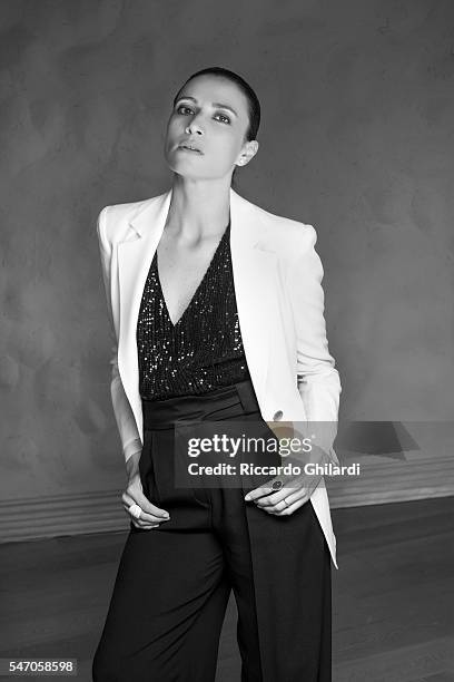 Actress Anna Foglietta is photographed for for Self Assignment on July 2, 2016 in Taormina, Italy.