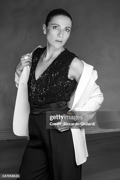 Actress Anna Foglietta is photographed for for Self Assignment on July 2, 2016 in Taormina, Italy.