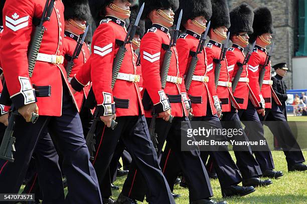 changing of the guard ceremony - canadian military uniform photos et images de collection