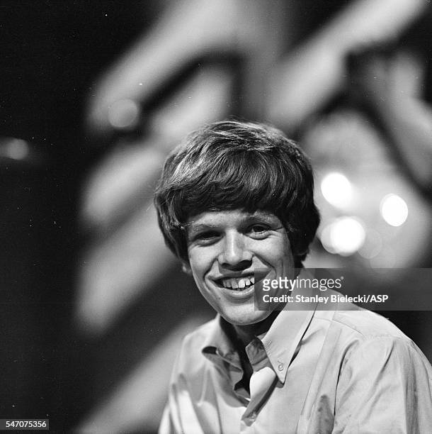 Peter Noone of Herman's Hermits, backstage Top of the Pops TV show, London, 1965.