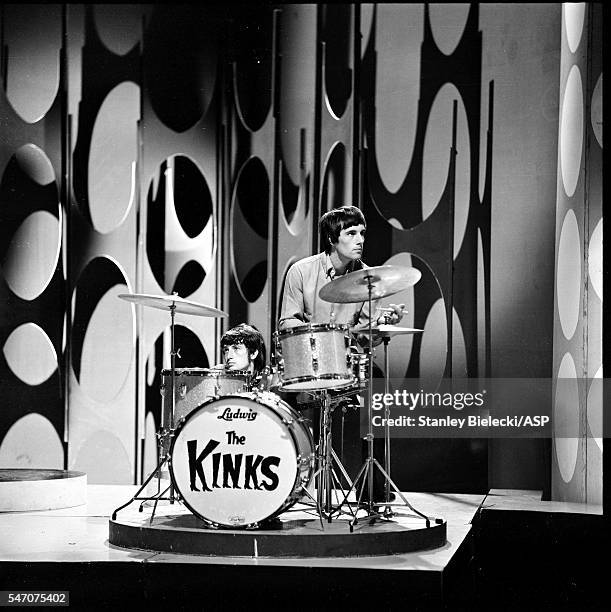 Mick Avory and Peter Quaife of The Kinks on set of Top Of The Pops TV show, London, 1965.
