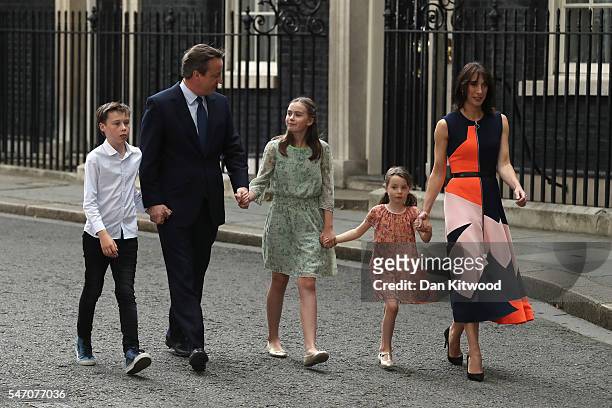 David Cameron leaves Downing Street for the last time with his wife Samantha Cameron and children Nancy Cameron , Arthur Cameron and Florence Cameron...