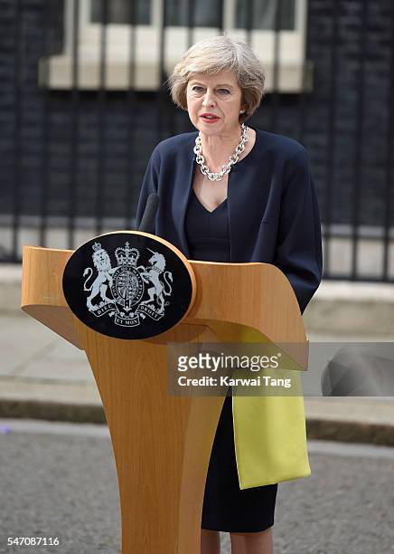 Theresa May enters 10 Downing Street on July 13, 2016 in London, England. Former Home Secretary Theresa May becomes the UK's second female Prime...