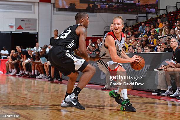 Singler of the Toronto Raptors dribbles the ball against the Sacramento Kings during the 2016 NBA Las Vegas Summer League on July 8, 2016 at the Cox...