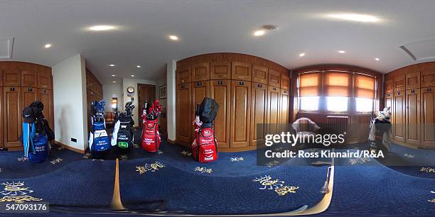 General view of the Champions locker room at Royal Troon Golf Club during previews to the 145th Open Championship at Royal Troon on July 13, 2016 in...