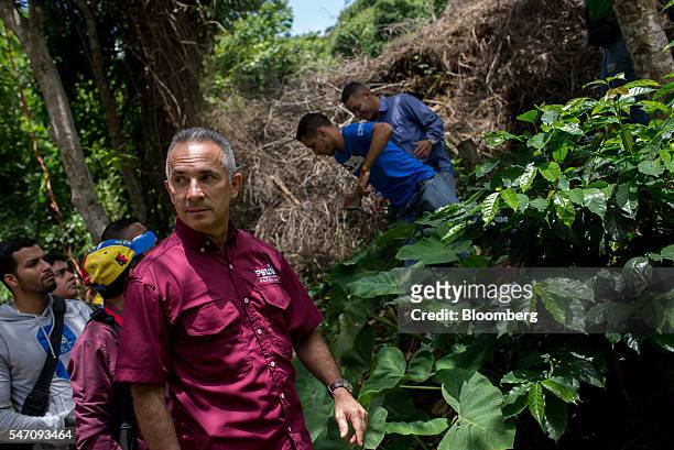 Freddy Bernal, former Caracas mayor and current CLAPs overseer, looks at the harvest in the rural area of La Vega on the outskirts Caracas,...
