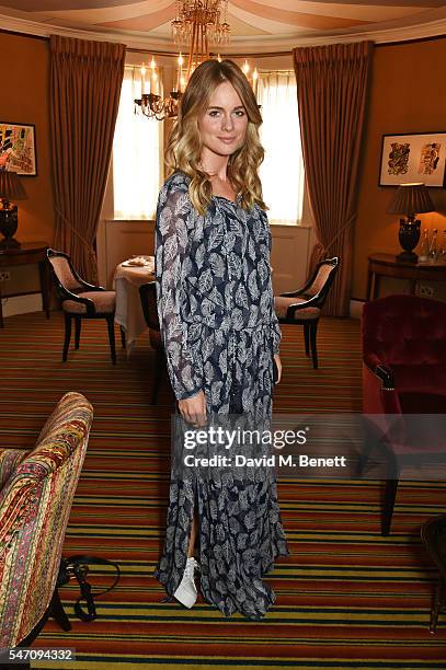 Cressida Bonas attends as Freddie Fox and friends perform sonnets that have inspired them as actors on the stunning terrace at Mark's Club on July...