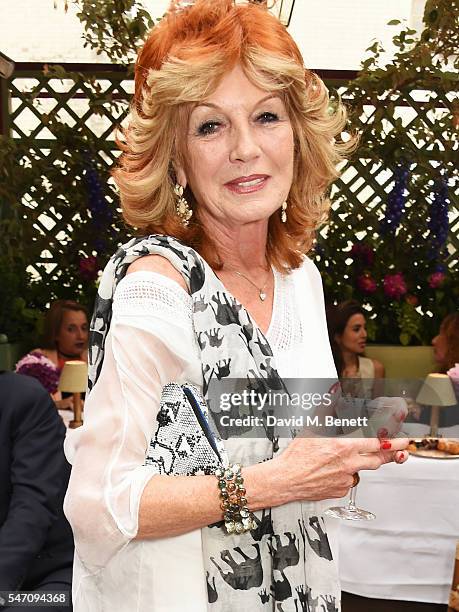 Rula Lenska attends as Freddie Fox and friends perform sonnets that have inspired them as actors on the stunning terrace at Mark's Club on July 13,...