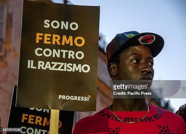 Mourning citizen and demonstration against racism in Fermo , in the Marche region after the killing of Emmanuel Chidi Namdi by Amedeo Mancini, ultras...