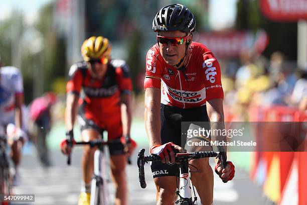 Lars Bak of Denmark and Lotto Soudal finishes the 162.5km stage eleven of Le Tour de France from Carcassonne to Montpellier on July 13, 2016 in...