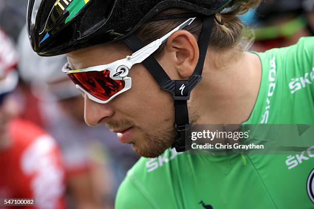 Peter Sagan of Slovakia riding for Tinkoff prepares to start stage eleven of the 2016 Le Tour de France a 162.5km stage from Carcassonne to...