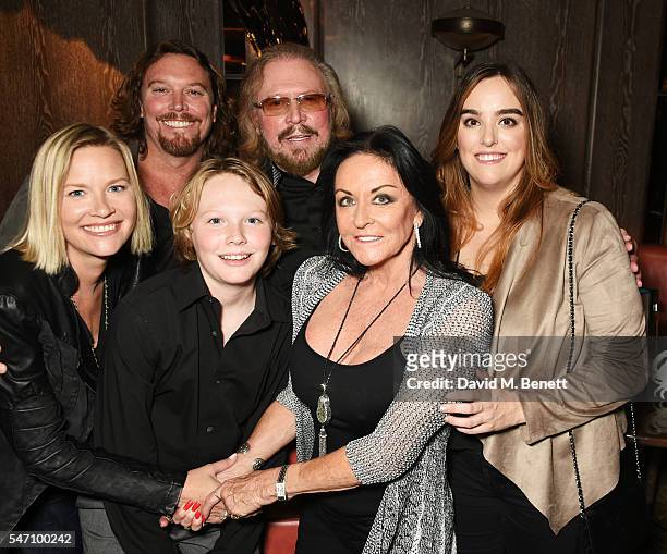 Therese Gibb, Ashley Gibb, Lucas Gibb, Barry Gibb, Linda Gibb and Alexandra Gibb attend the Sony Music UK Summer Party at Sexy Fish on July 13, 2016...