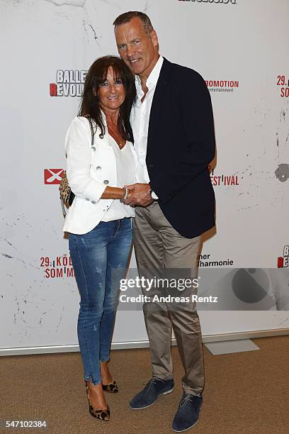 Henry Maske and his wife Manuela Maske arrive for the Ballet Revolucion show premiere at the Philharmonie on July 13, 2016 in Cologne, Germany.