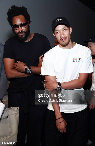 Public School designers Maxwell Osborne and Dao-Yi Chow attend Rochambeau - Front Row - New York Fashion Week: Men's S/S 2017 at Skylight Clarkson Sq...