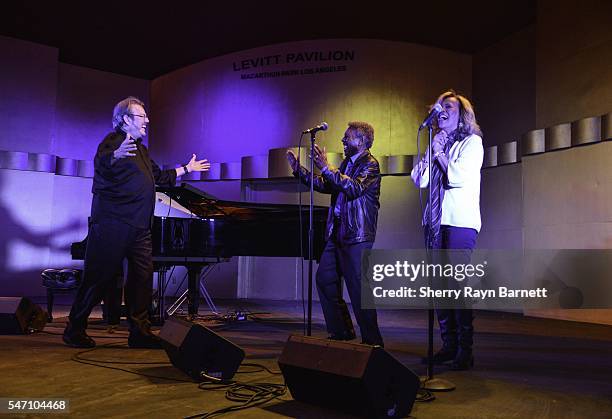 Singer and songwriter Jimmy Webb performs with Marilyn McCoo and Billy Davis Jr. At The Levitt Pavillion in Macarthur Park on July 9, 2016 in Los...