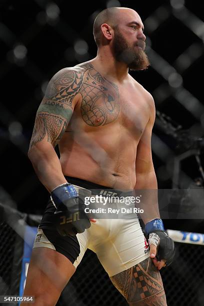 Travis Browne prepares to fight Cain Velasquez during the UFC 200 event at T-Mobile Arena on July 9, 2016 in Las Vegas, Nevada.
